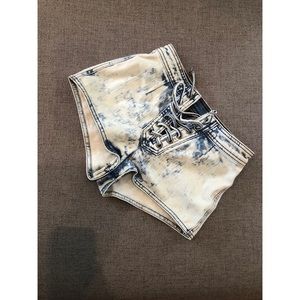 Lace-Up Jean Shorts